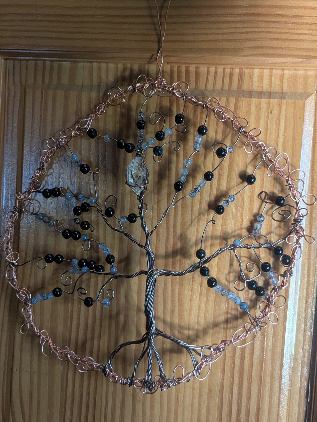 Black Onyx & Dragon Vein Agate Wall Decor For Luck, Balance, and Protection
