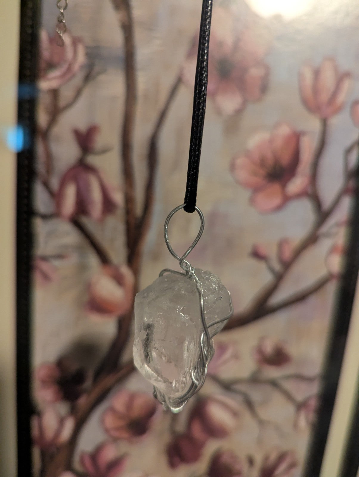 Minimalist Clear Quartz Necklace, Point Facing Downward, Reiki, Handmade