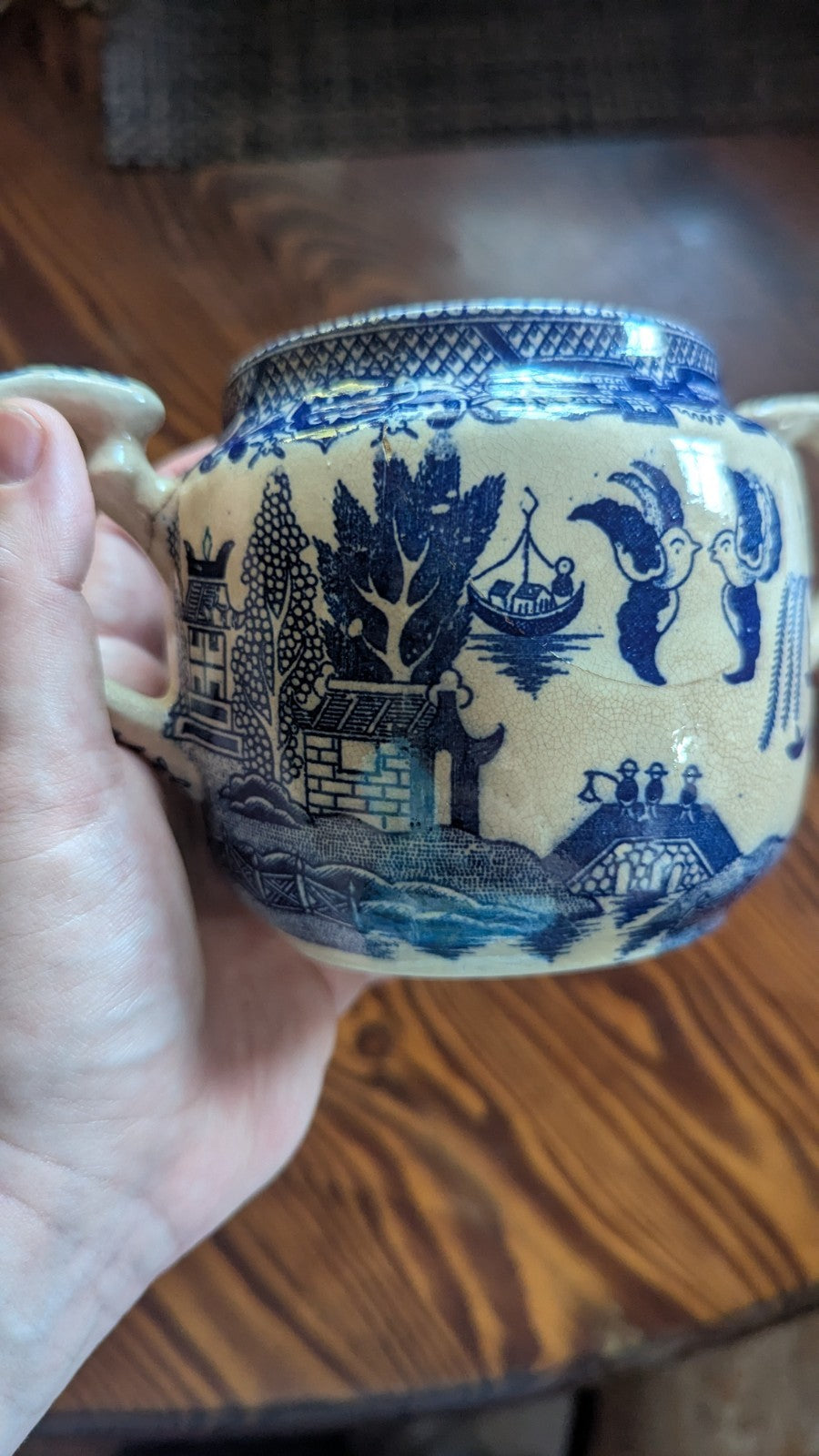 Blue And White Jar With Handles, Japan