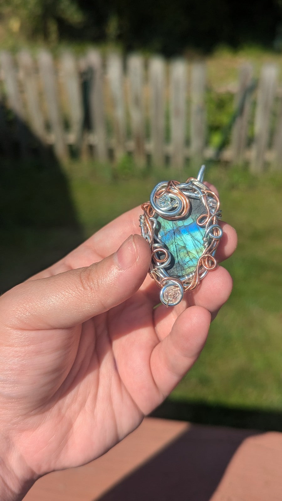 Lovely Labradorite Druzy Necklace, Handmade Wirewrapped Pendant