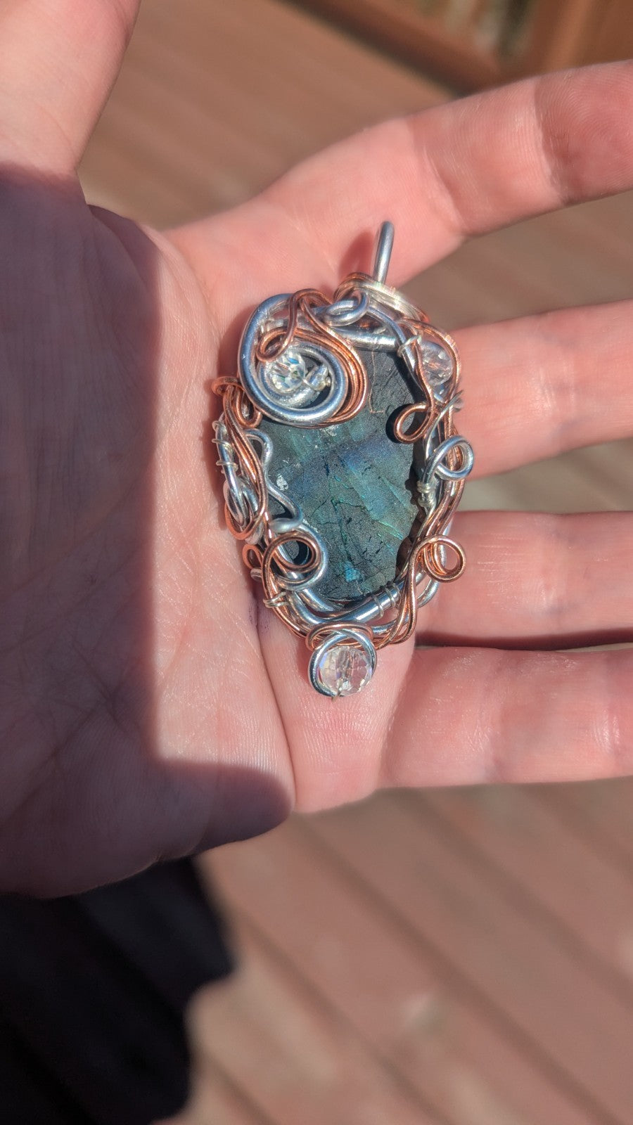 Lovely Labradorite Druzy Necklace, Handmade Wirewrapped Pendant