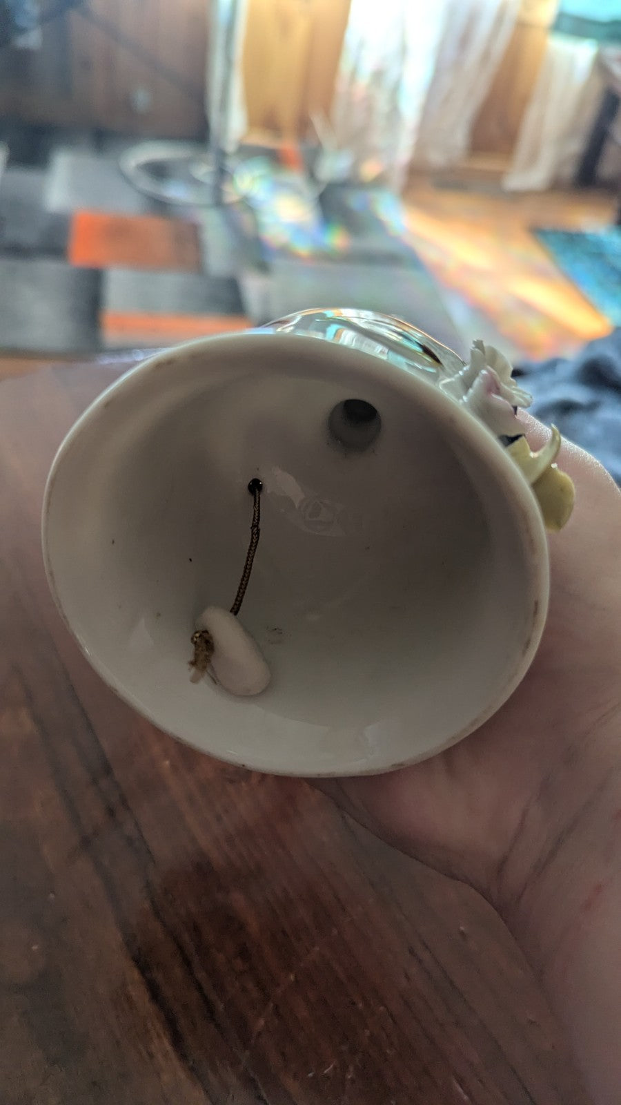 Vintage White Bell with Sculpted 3D Flowers | Crystal Arborist