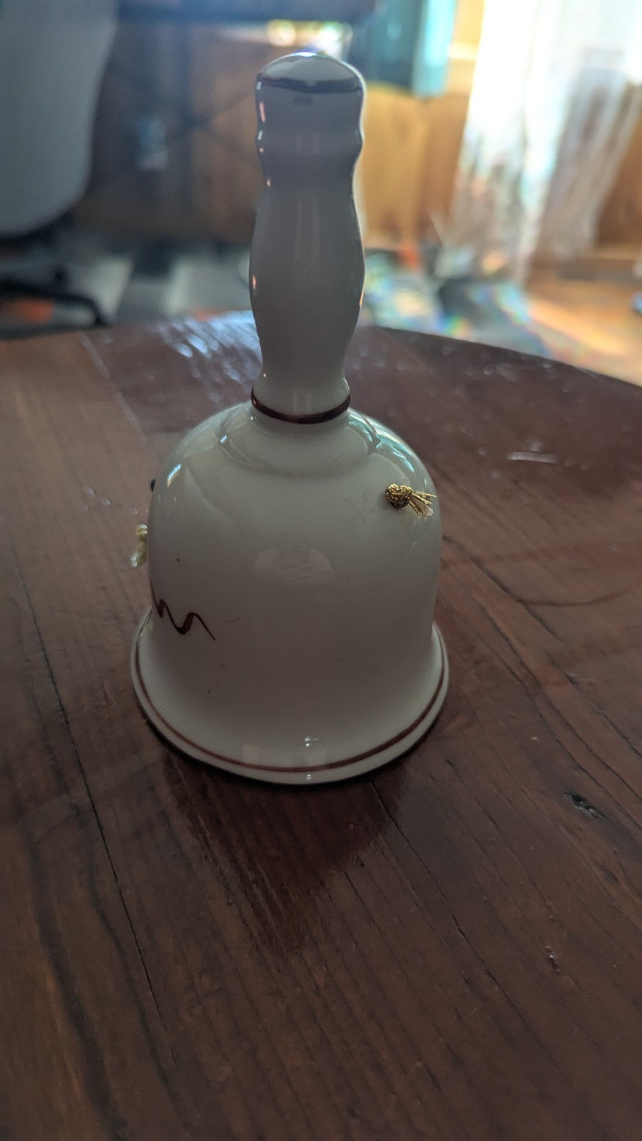 Vintage White Bell with Sculpted 3D Flowers | Crystal Arborist