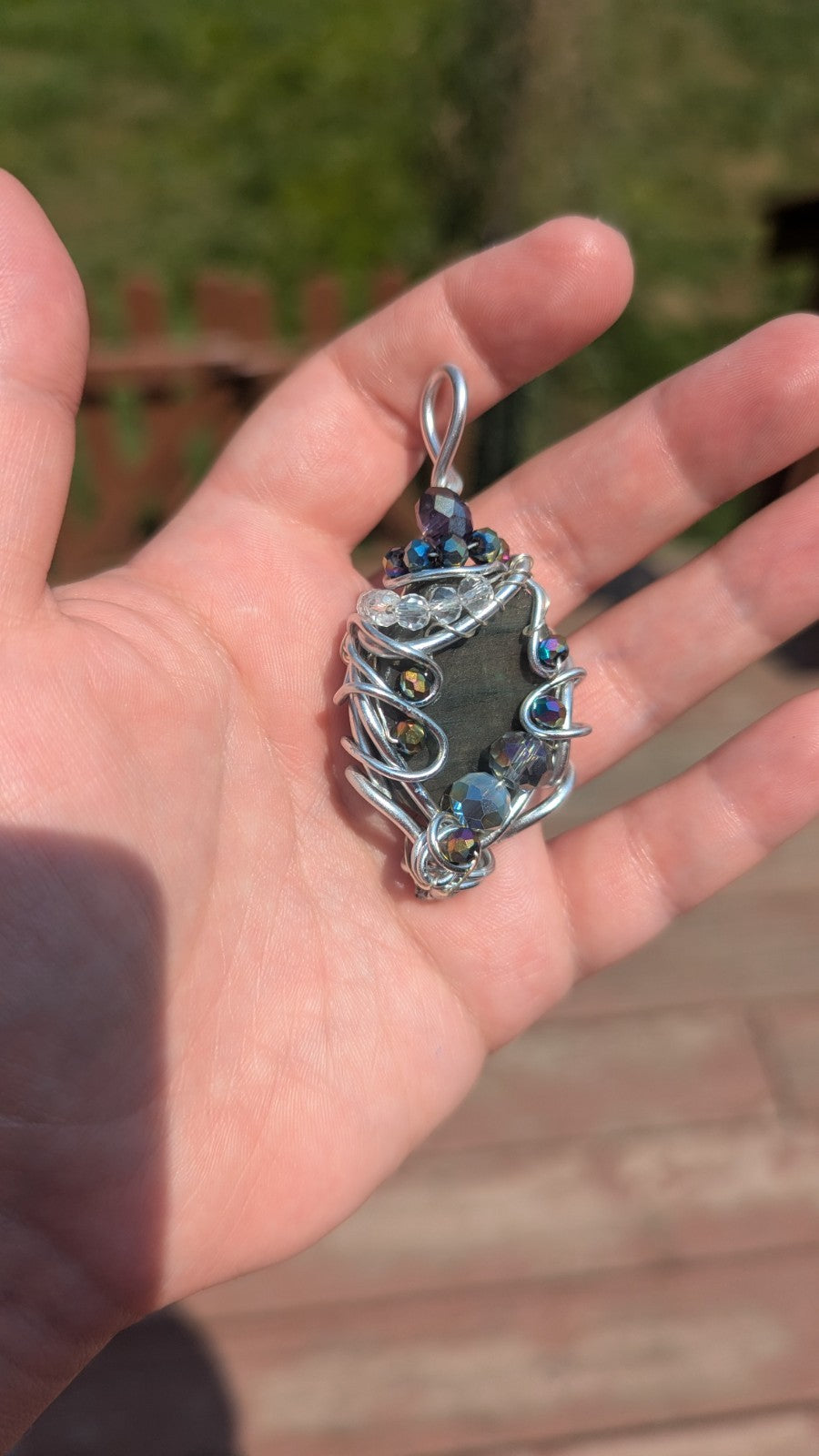 Labradorite Handmade Necklace With Glass Beads
