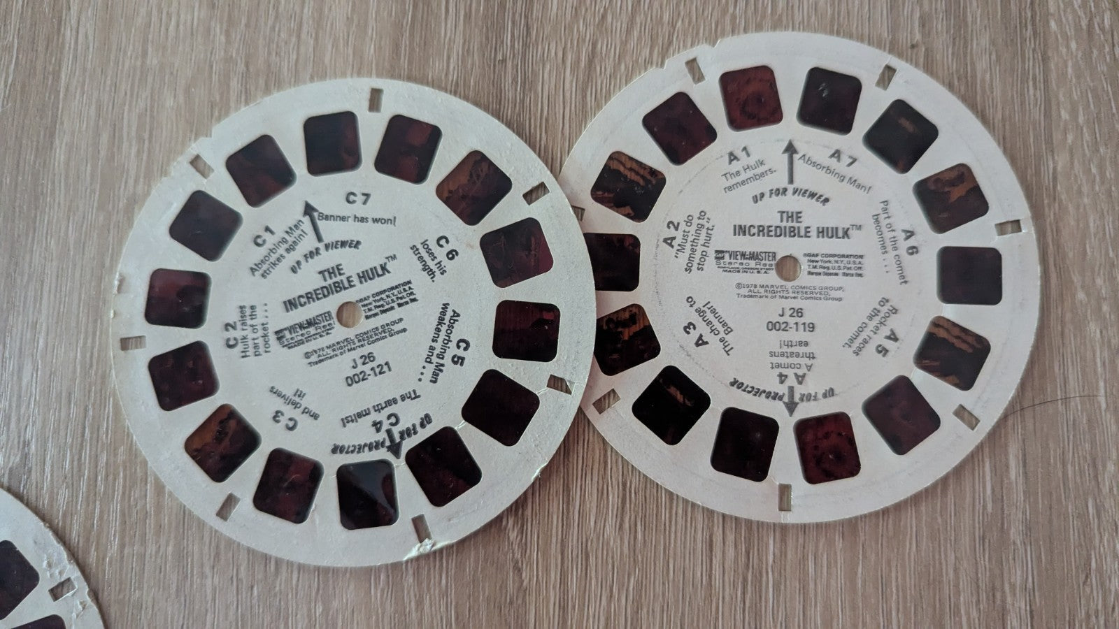 Vintage 1970s View-Master, Six Slides, Capt. America, Spiderman, Hulk, Dr....