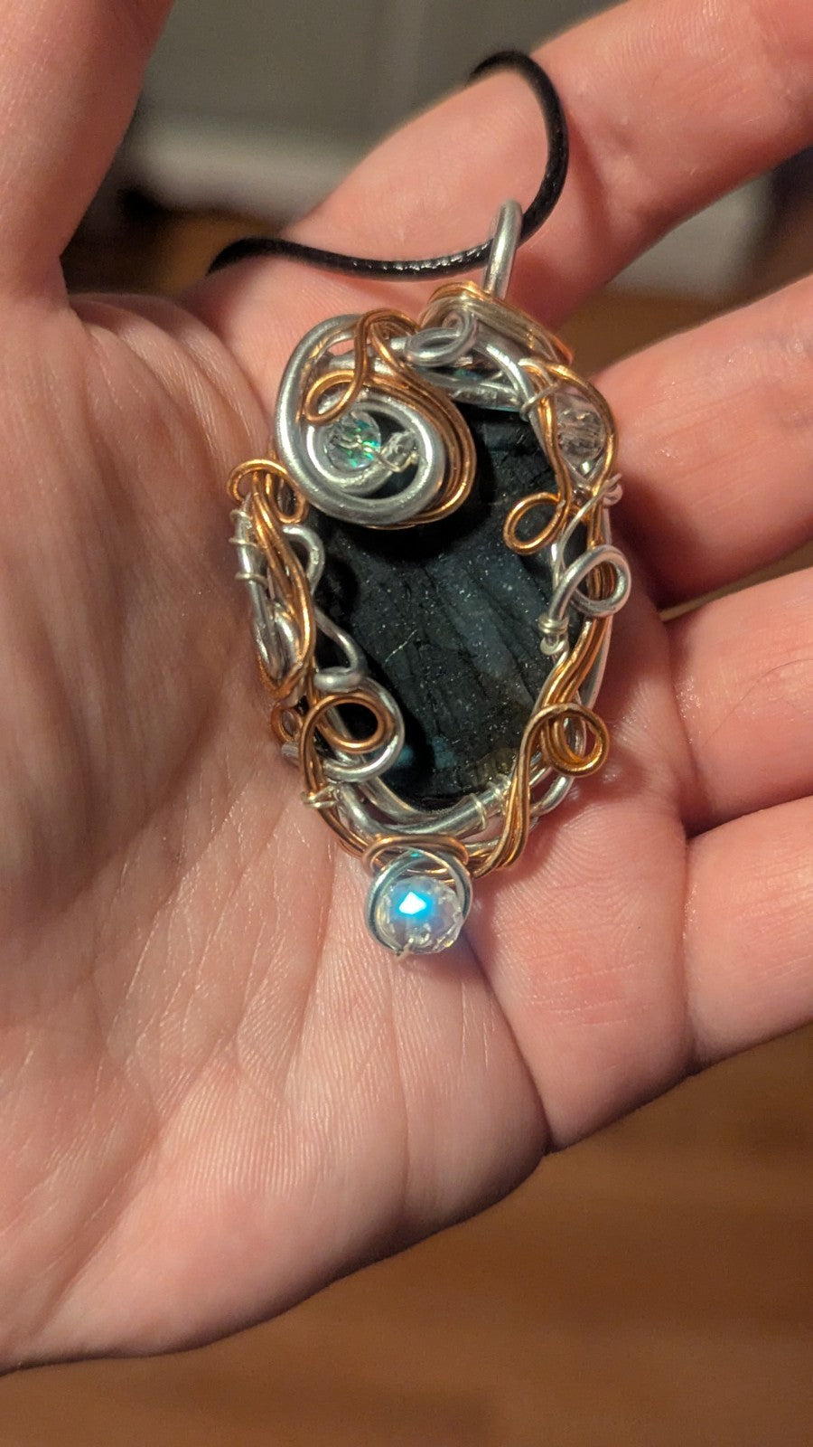 Lovely Labradorite Druzy Necklace, Handmade Wirewrapped Pendant