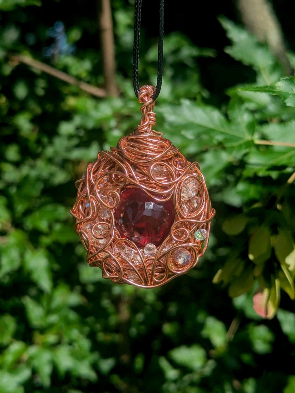 Handmade Red Topaz Wirewrapped Necklace