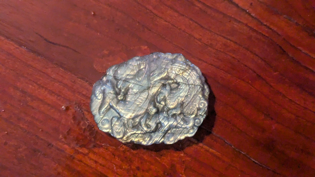 35G Natural Labradorite Hand Carved Peacock, Crystal, Reiki Healing