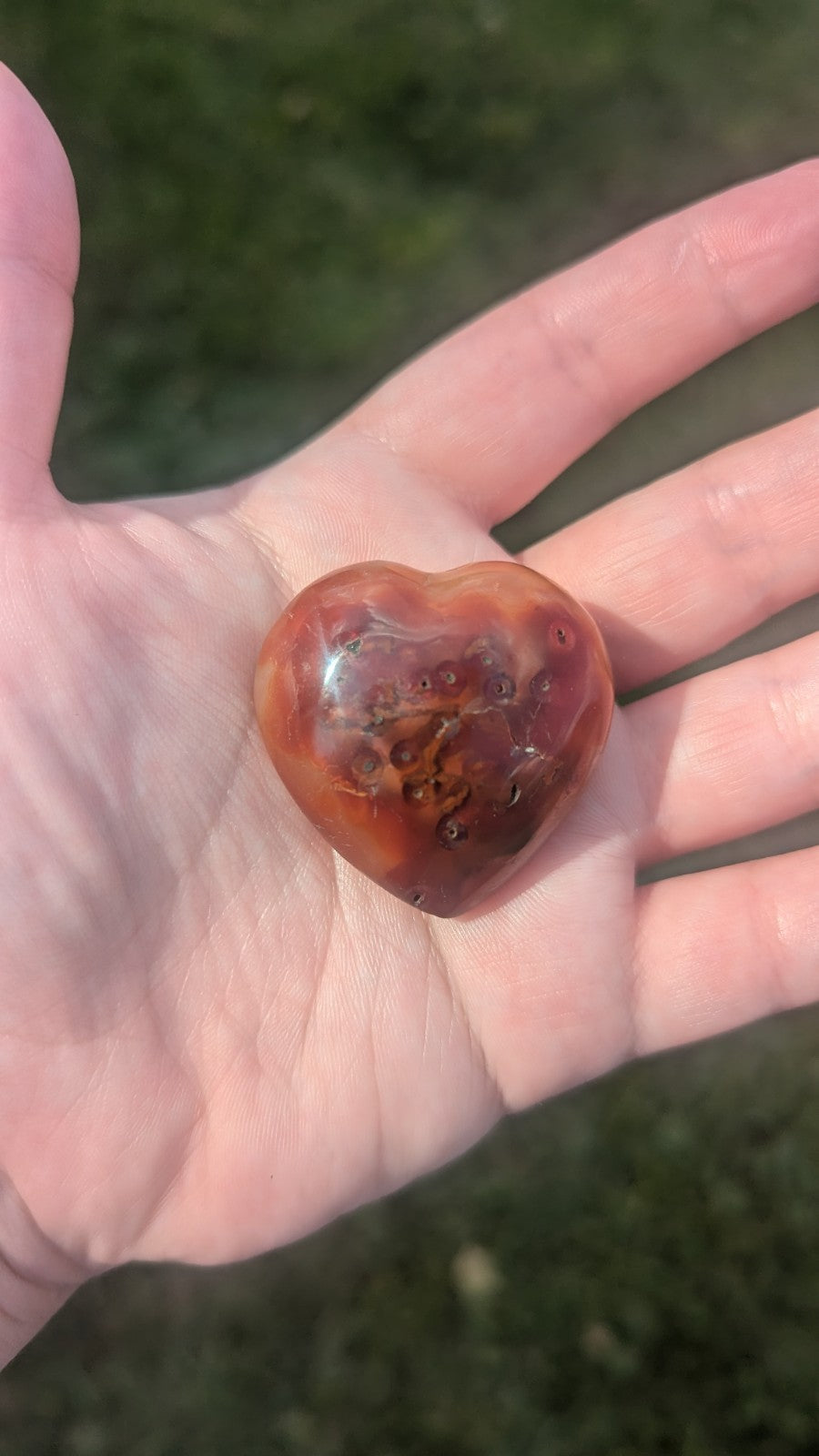 34G Natural Red Silk Agate Heart, Gemstone, Reiki