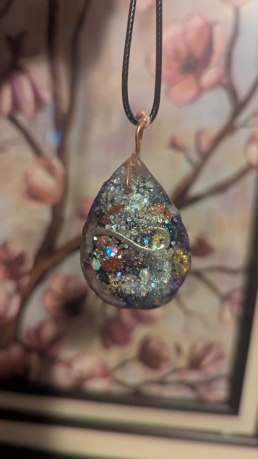 Lapis And Goldstone, Infinity, Handmade Orgonite Necklace