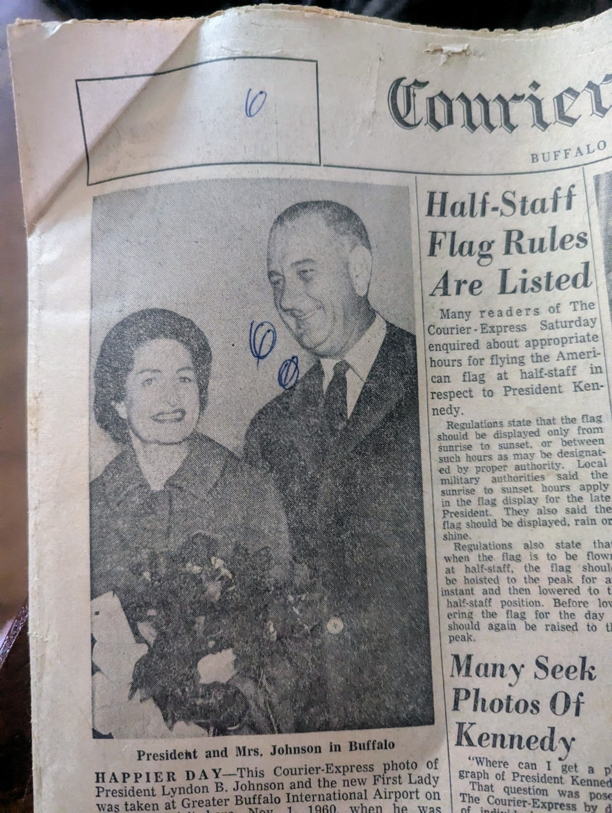 Vintage Buffalo Courier Express November 24, 1963 Newspaper, JFK Death