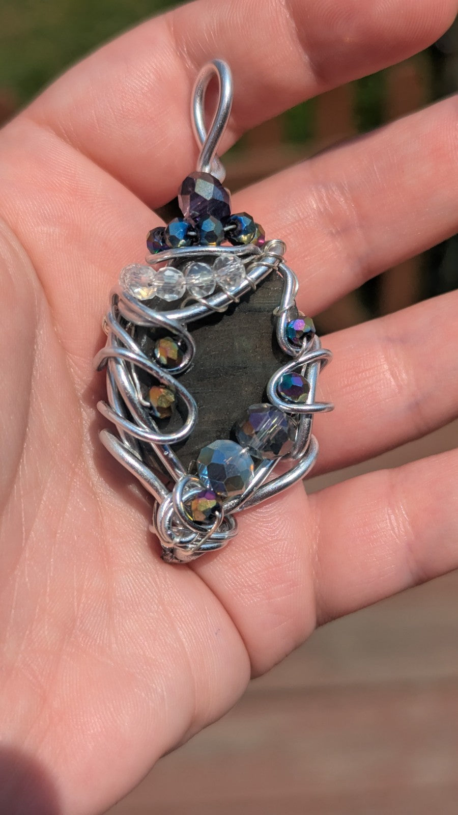Labradorite Handmade Necklace With Glass Beads