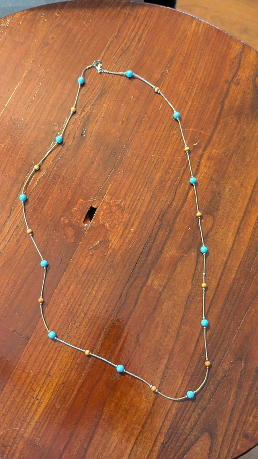 Vintage Turquoise And Wooden Beads Necklace