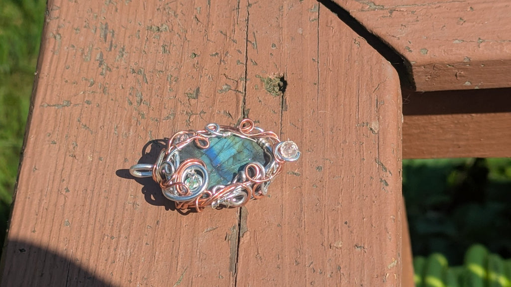 Lovely Labradorite Druzy Necklace, Handmade Wirewrapped Pendant