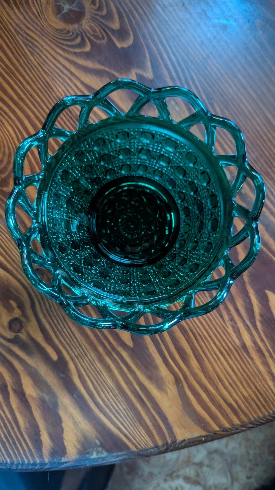 Vintage Green Glass Basket, Decorative, Home Decor, Centerpiece
