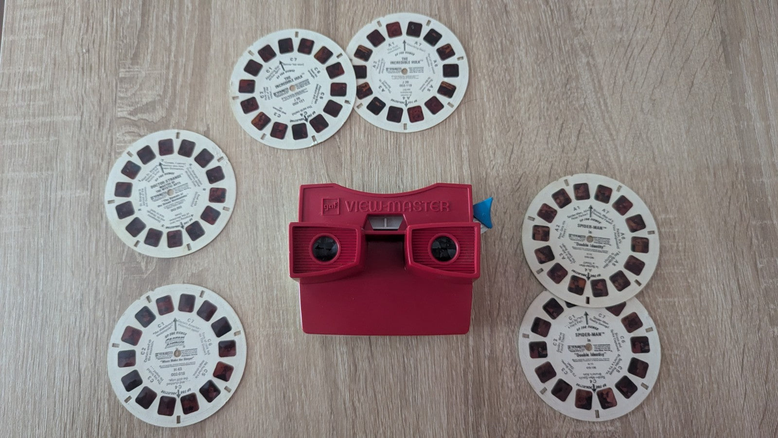 Vintage 1970s View-Master, Six Slides, Capt. America, Spiderman, Hulk, Dr....