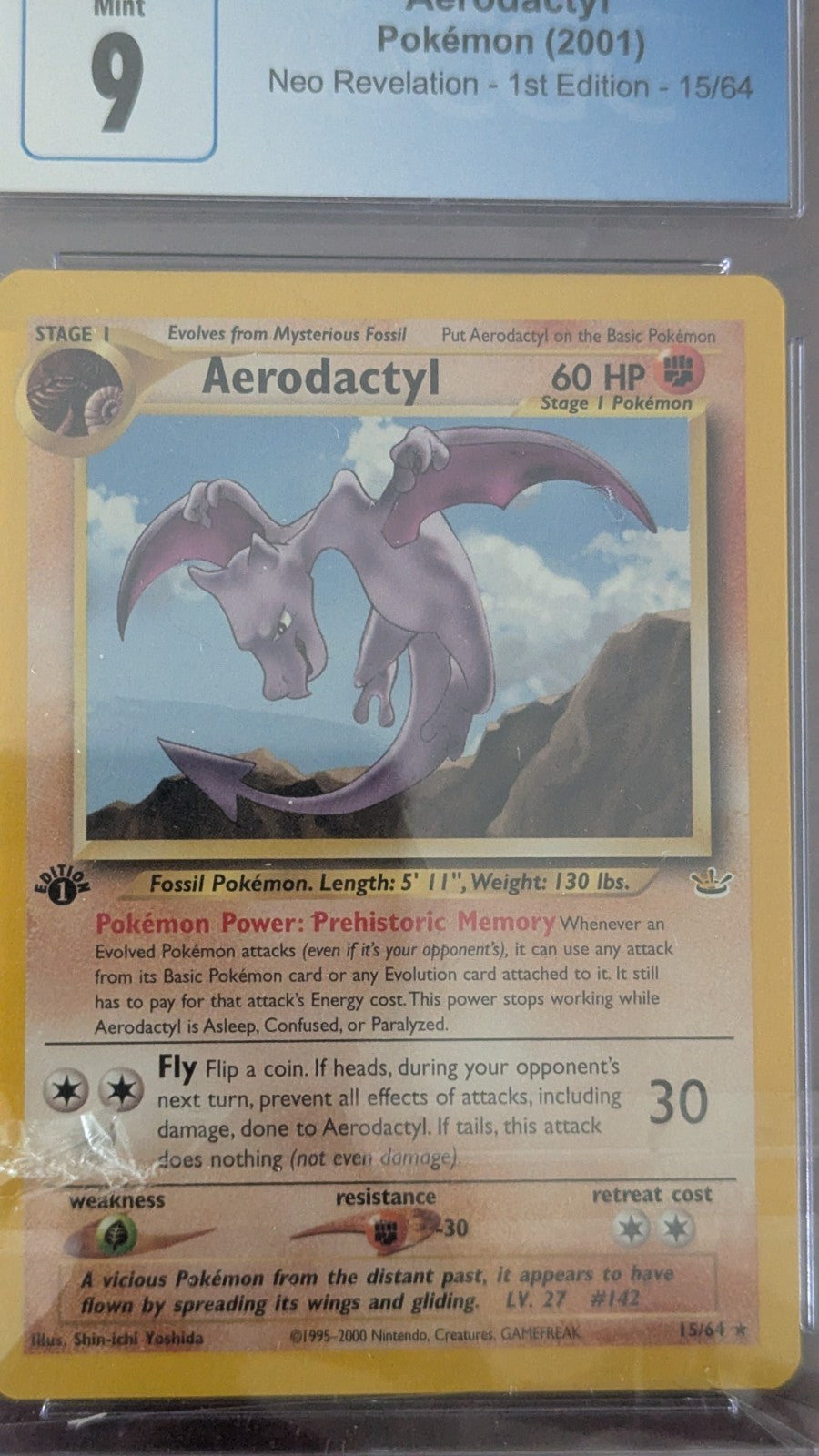 CGC 9 MINT Aerodactyl Neo Revelation 1st Edition 15/64 Pokemon Card