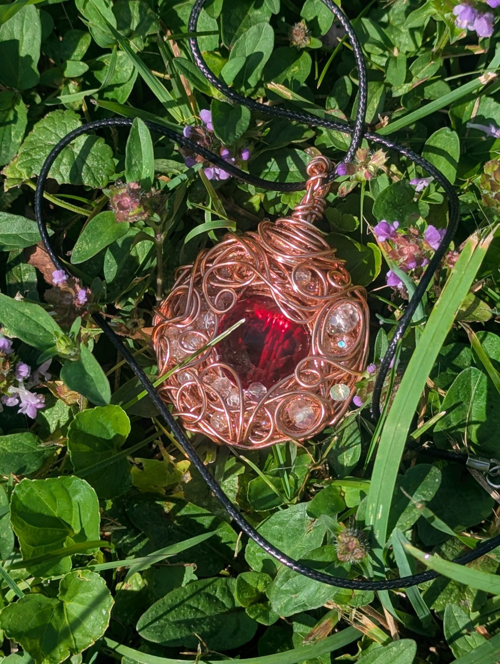 Handmade Red Topaz Wirewrapped Necklace