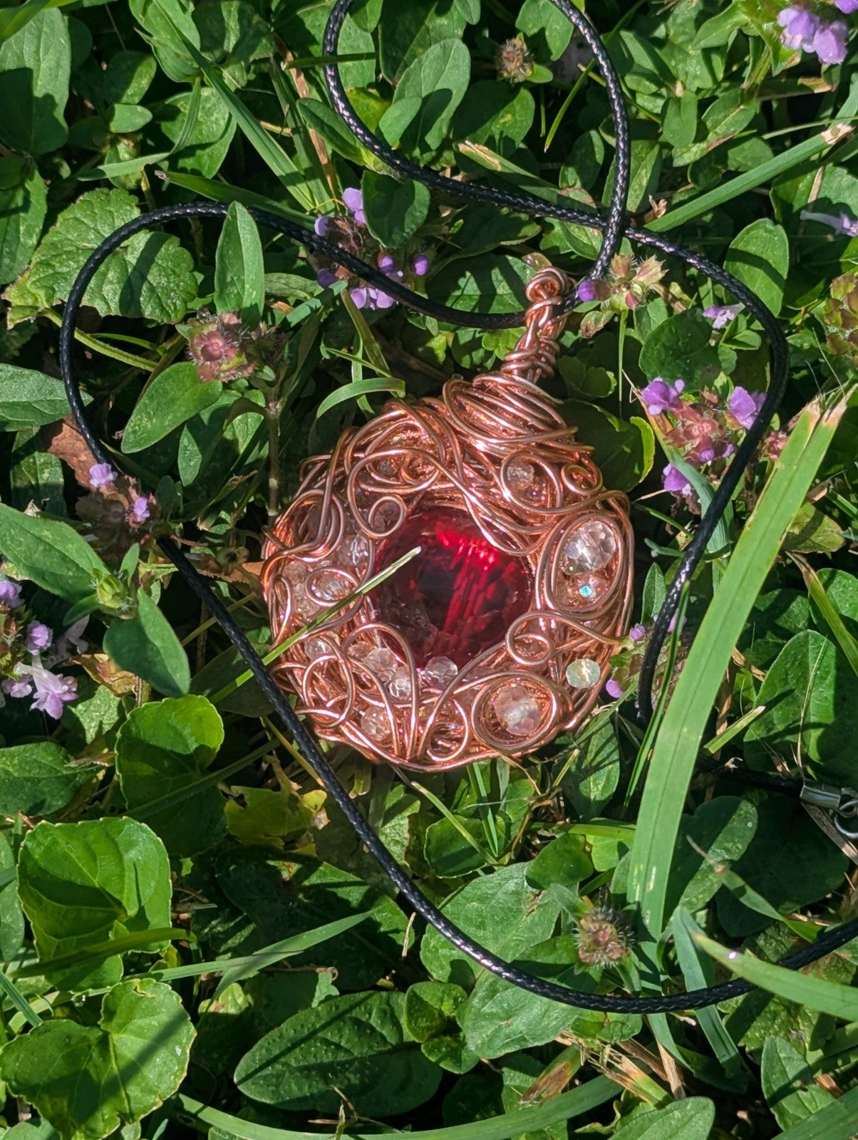 Handmade Red Topaz Wirewrapped Necklace