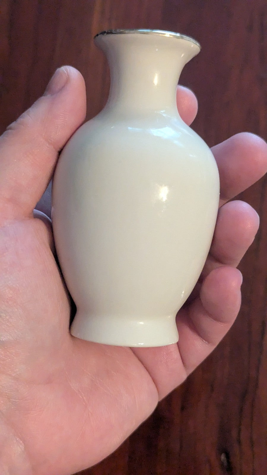 Small White Oriental Vase With Pheasants And Flowers