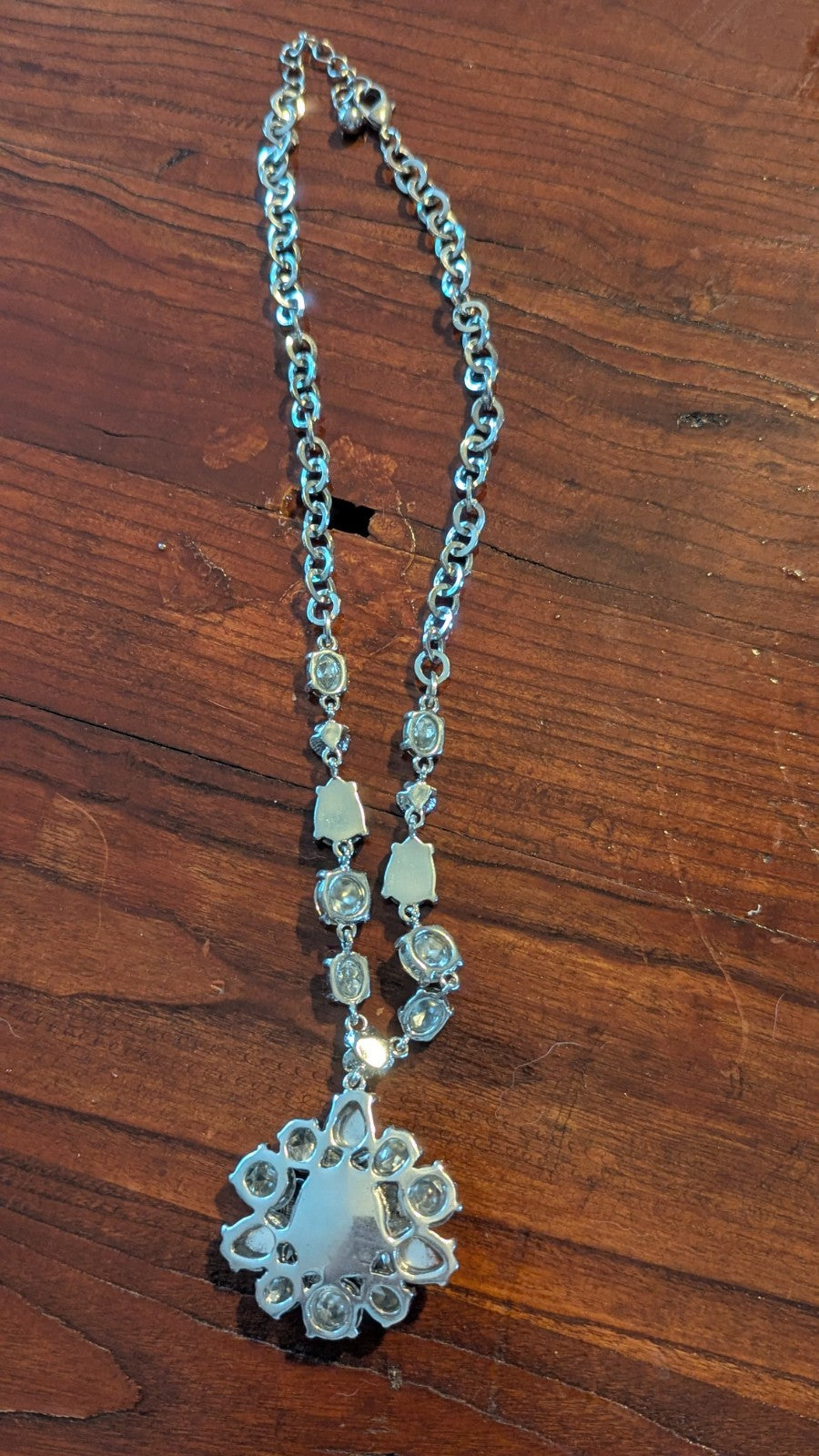 Vintage Reflective Rose Necklace, Costume Jewelry, Statement 