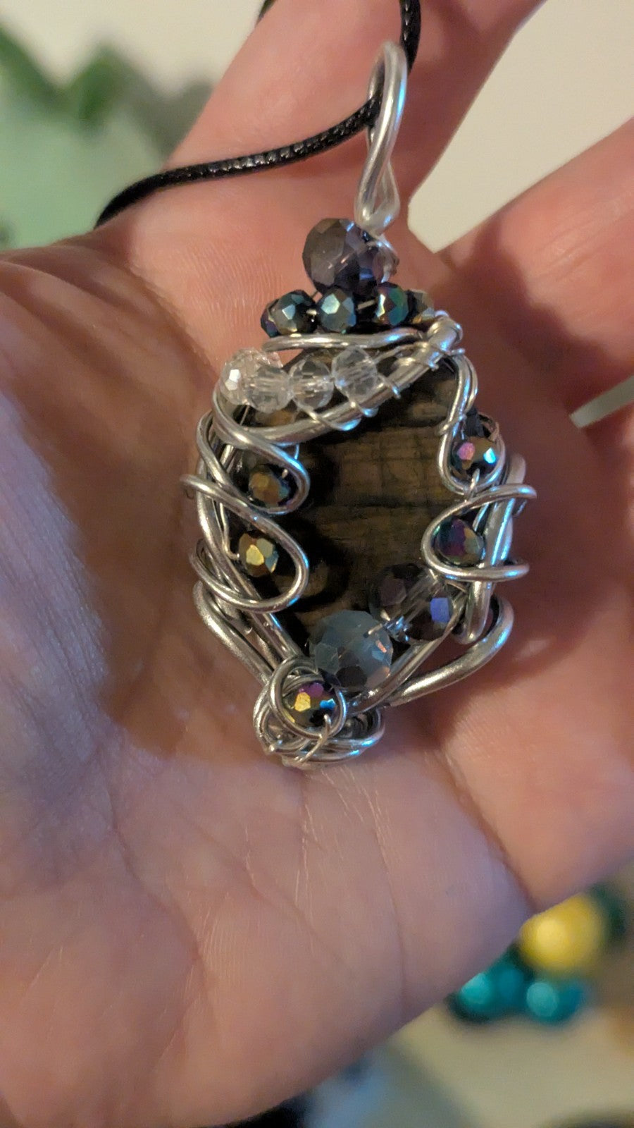 Labradorite Handmade Necklace With Glass Beads