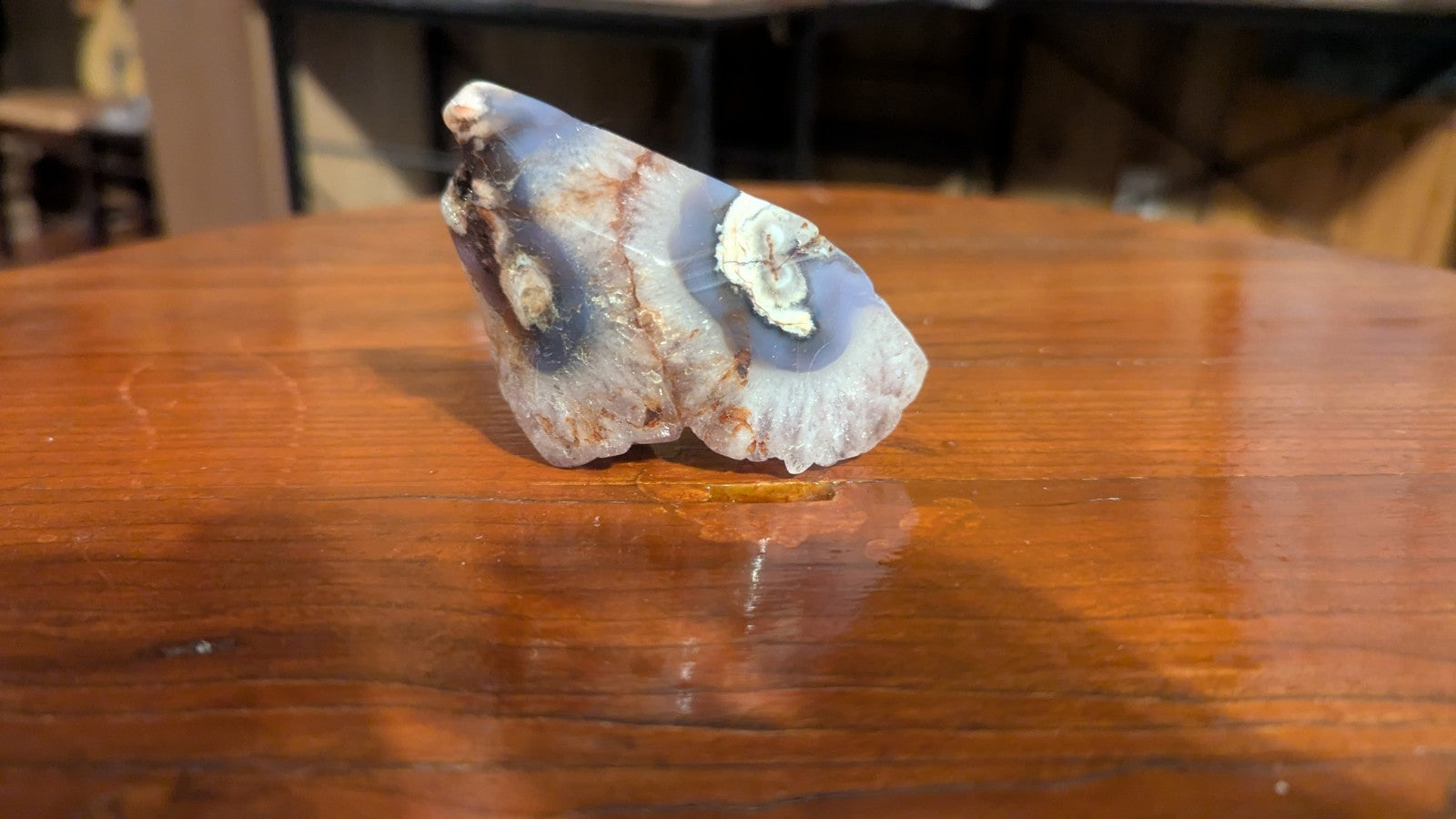 107g Natural Blue Snowflake Flower Agate Crystal Slice Reiki Stone Healing