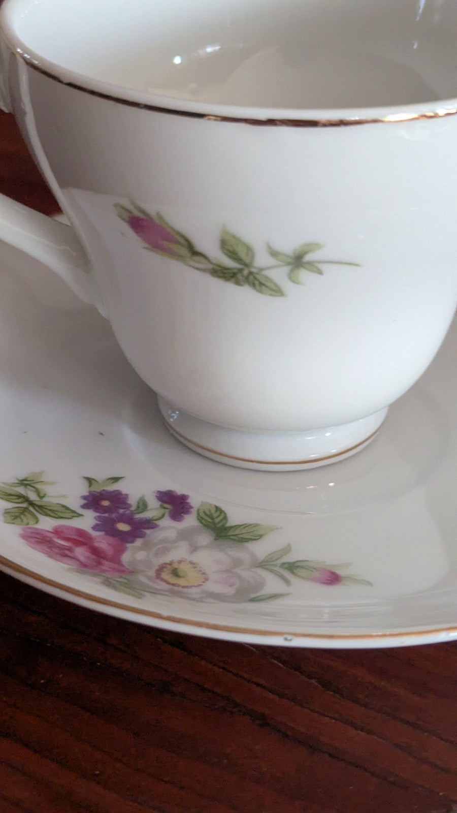 Vintage Tea Cup And Plate, Japan, Floral Design