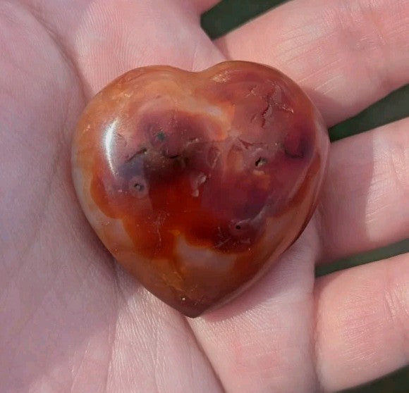 34G Natural Red Silk Agate Heart, Gemstone, Reiki