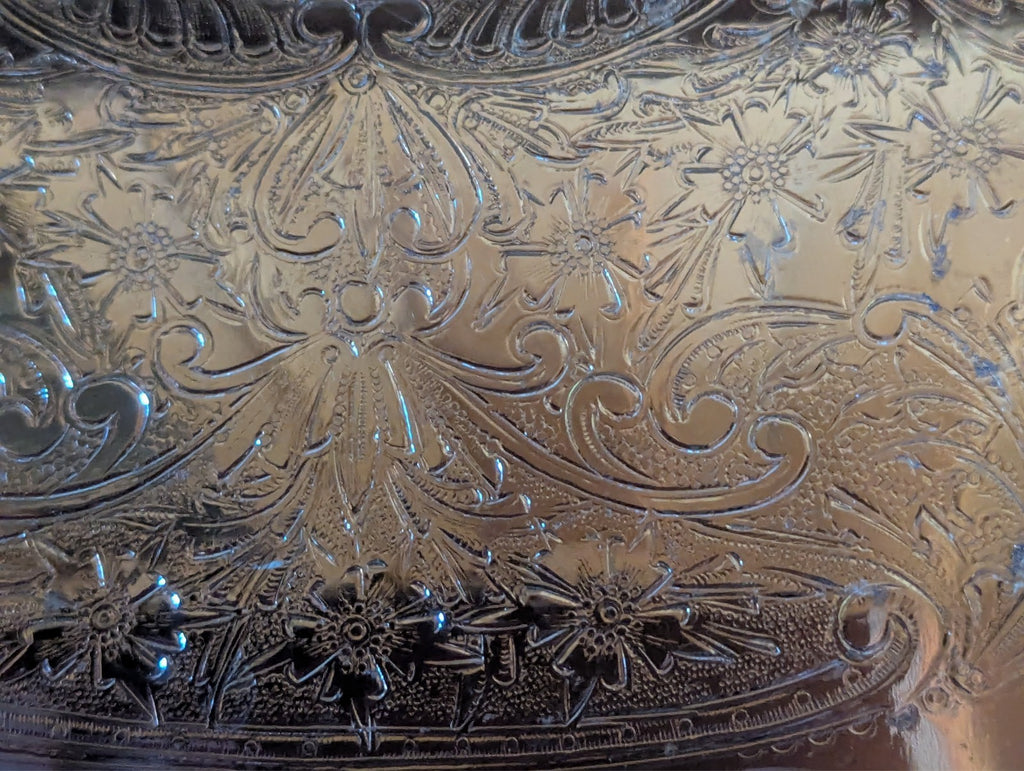 Vintage Silver Metal Serving Tray, Irvinware, Made in the USA