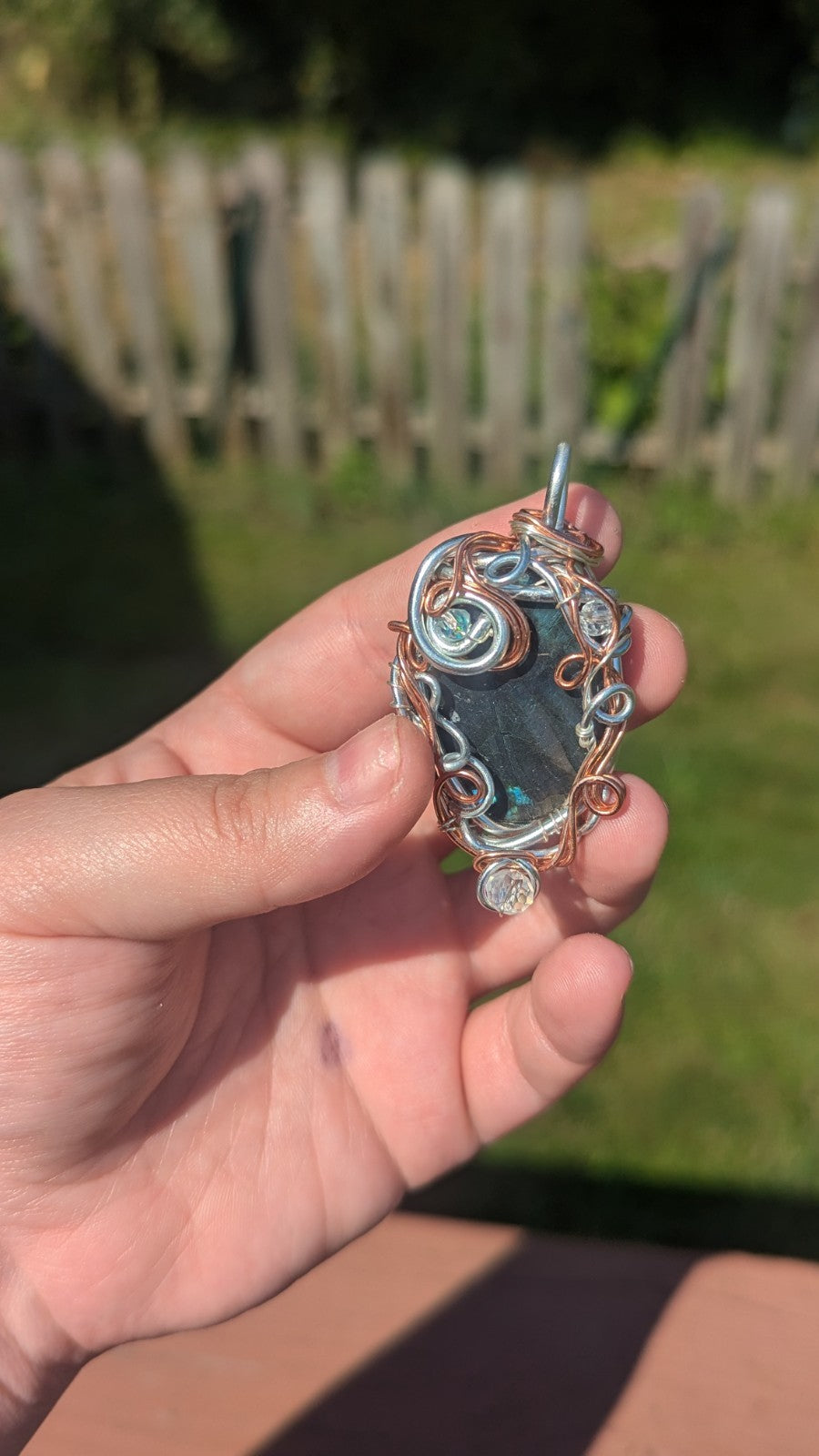 Lovely Labradorite Druzy Necklace, Handmade Wirewrapped Pendant