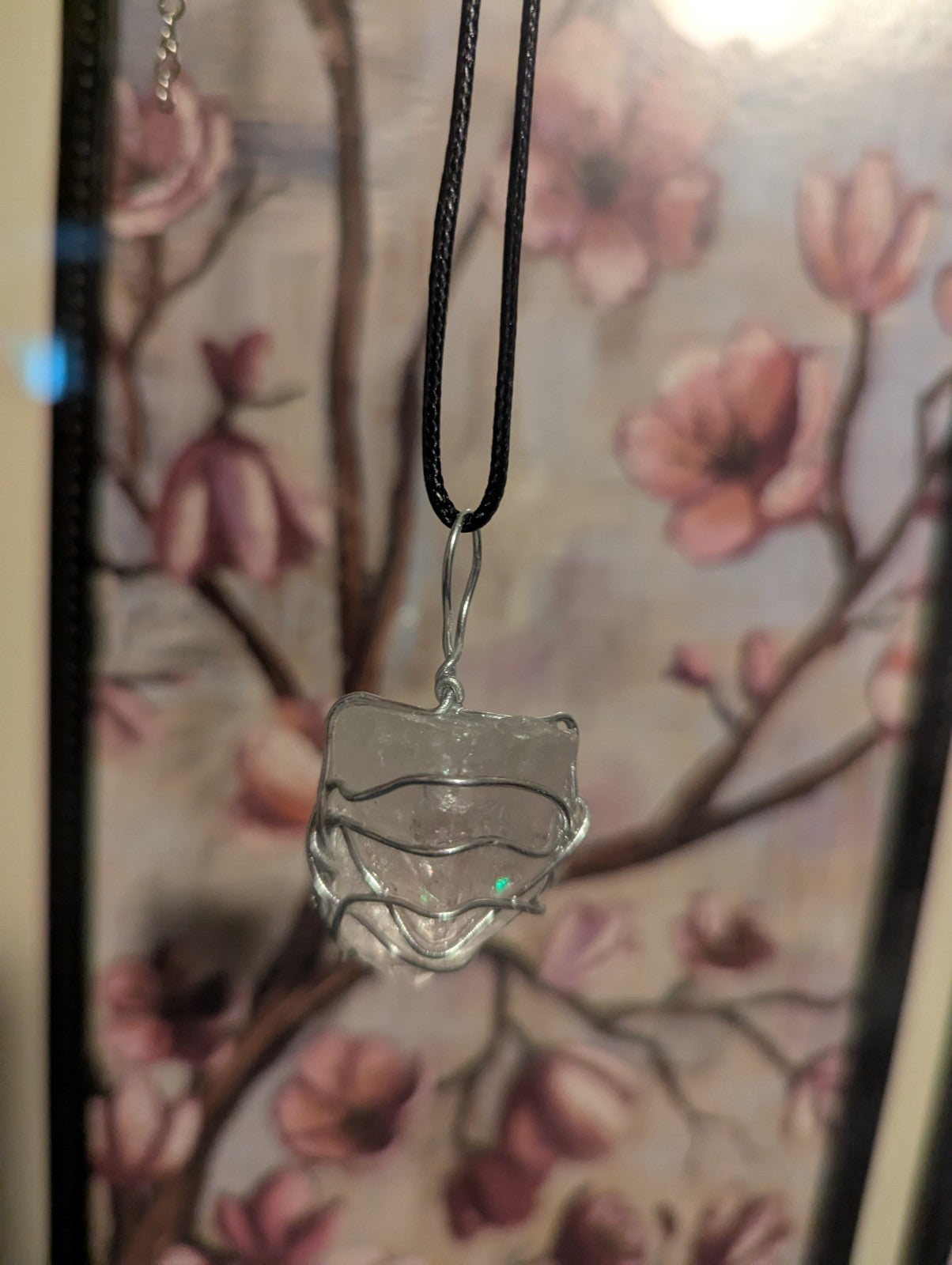 Minimalist Clear Quartz Necklace, Point Facing Downward, Reiki, Handmade