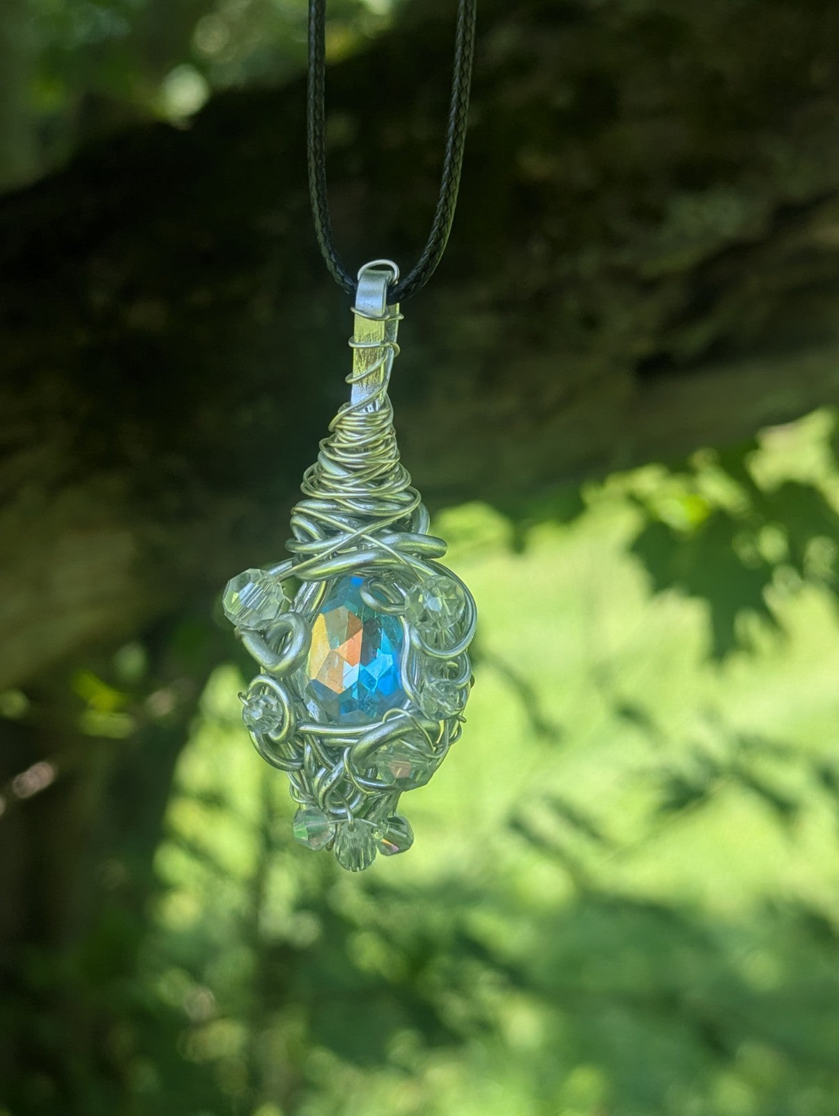 Mystic Topaz Wirewrapped Necklace for Inspiration and Manifestation