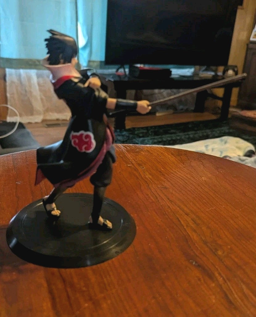 Sasuke Uchiha,  Anime Figure  In Akatsuki Cloak, Naruto Shippuden, Collectible | Crystal Arborist