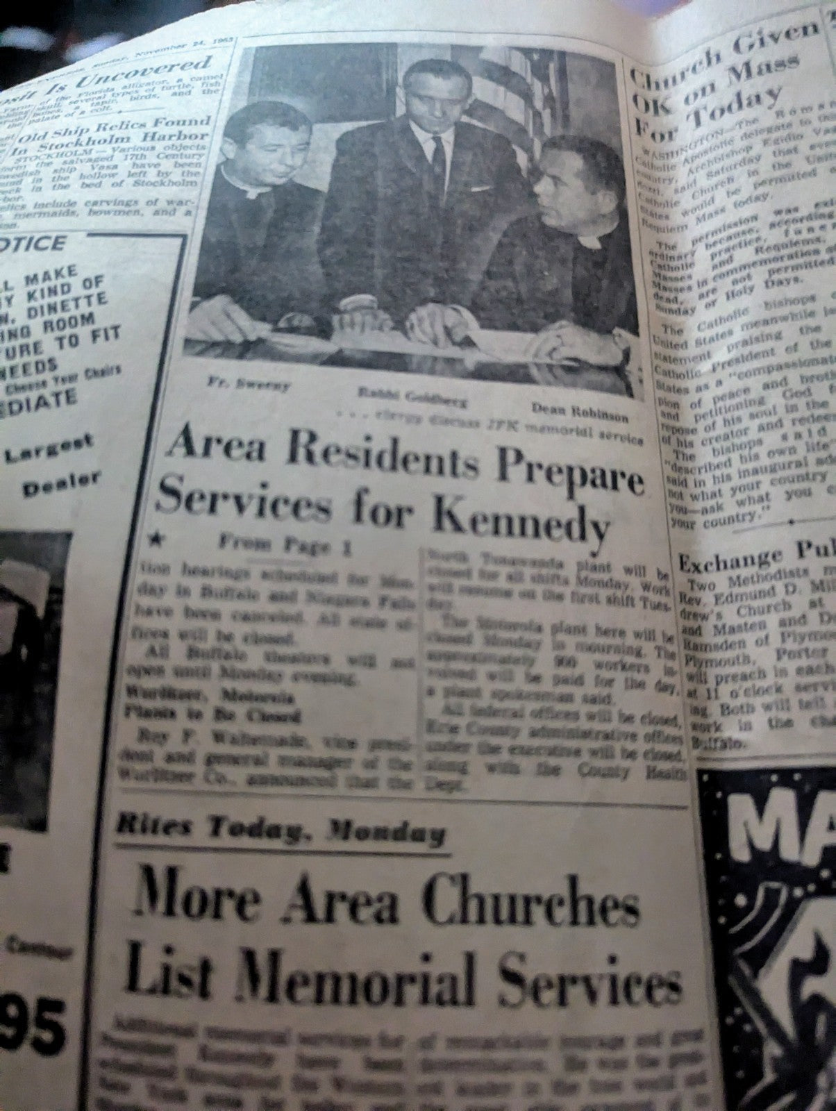 Vintage Buffalo Courier Express November 24, 1963 Newspaper, JFK Death