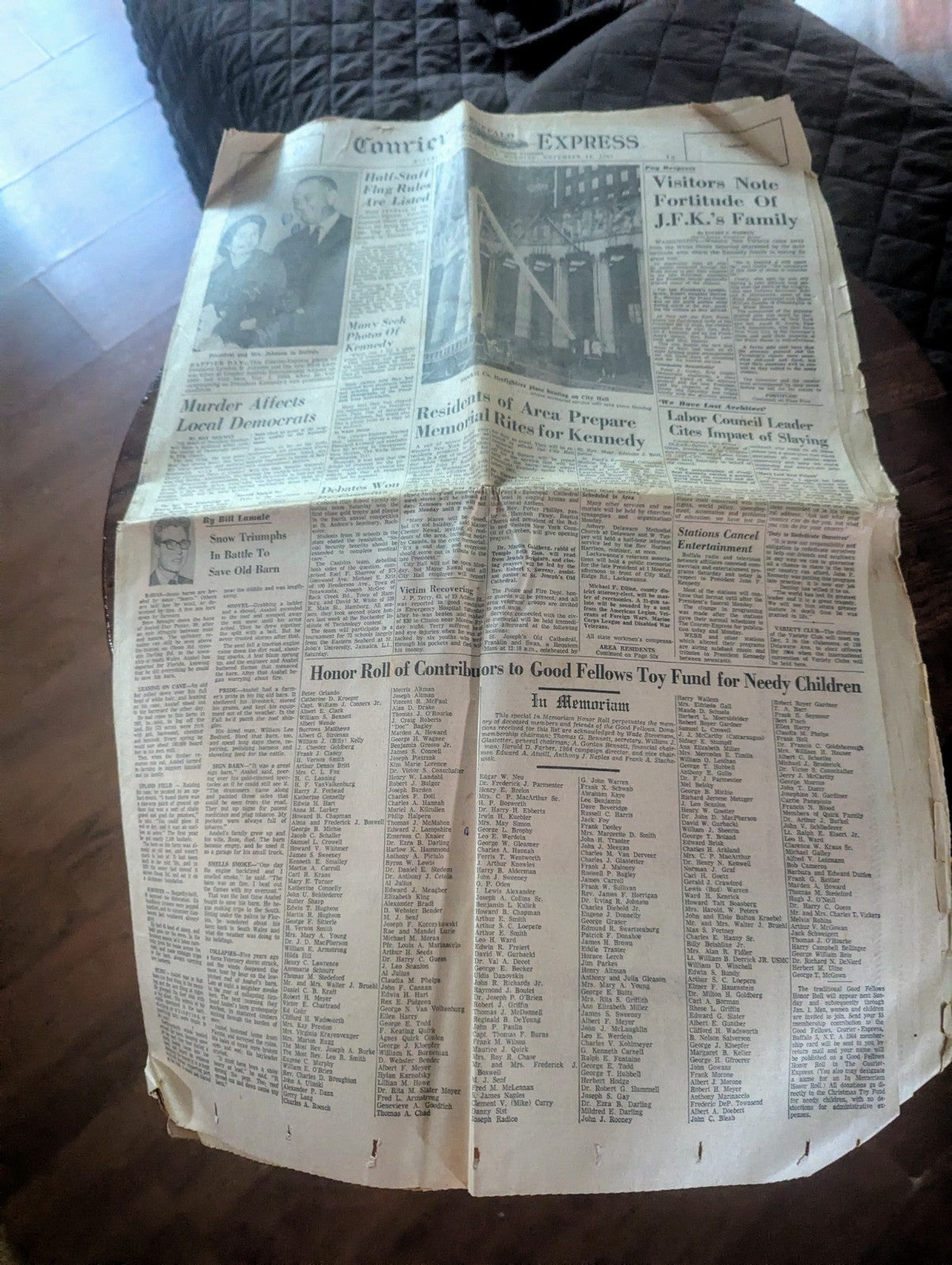 Vintage Buffalo Courier Express November 24, 1963 Newspaper, JFK Death