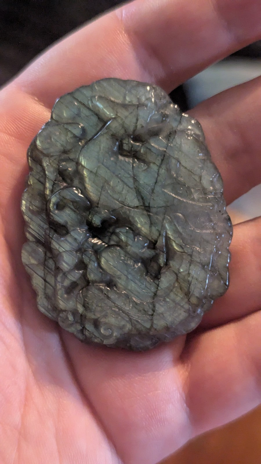 35G Natural Labradorite Hand Carved Peacock, Crystal, Reiki Healing