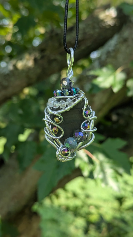 Labradorite Handmade Necklace With Glass Beads | Crystal Arborist