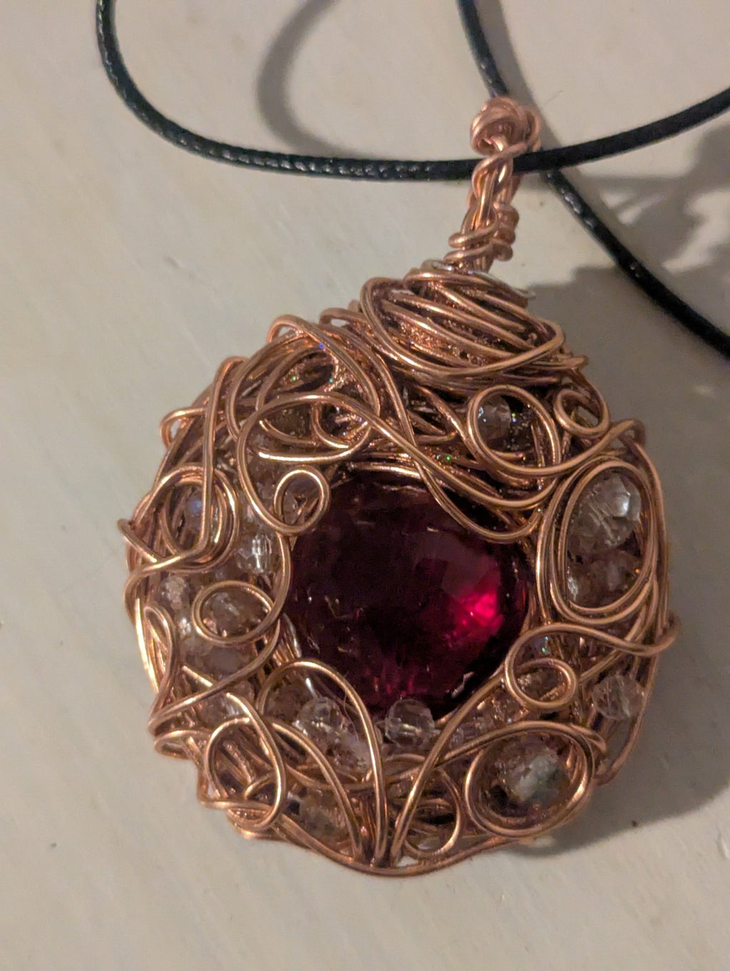 Handmade Red Topaz Wirewrapped Necklace
