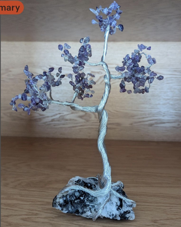 Enchanting Moonstone& Amethyst WireWrapped Tree:  for Healing and Peace