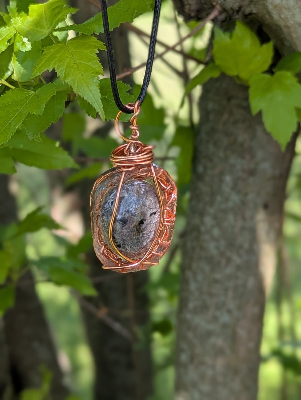Sodalite Wire and Resin Pendant for Inner Peace and Intuition