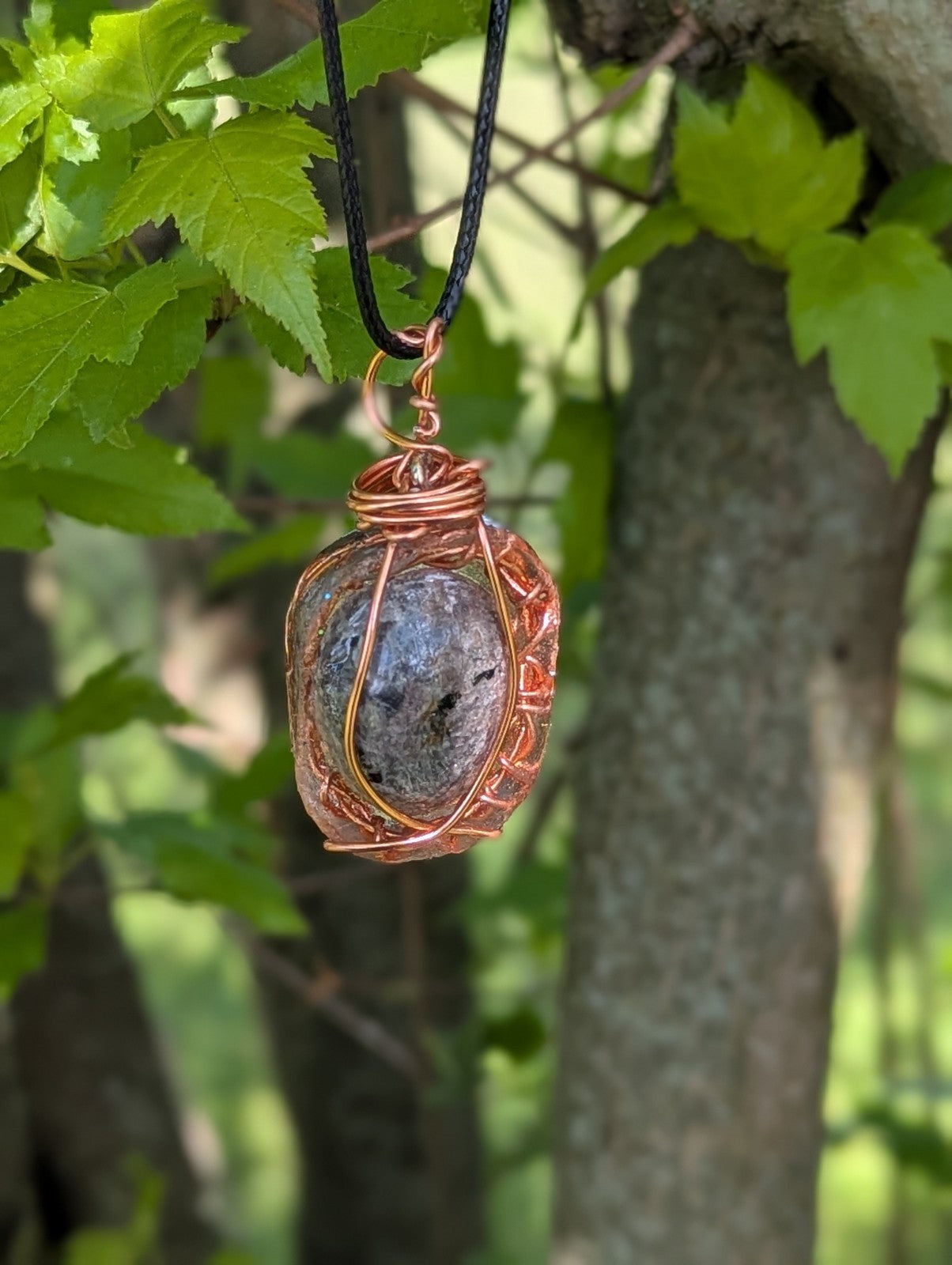 Sodalite Wire and Resin Pendant for Inner Peace and Intuition