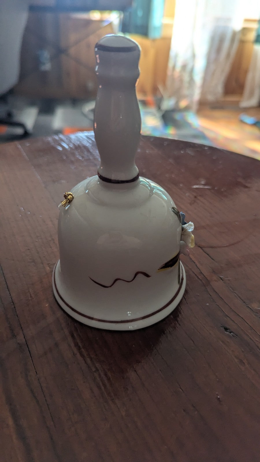 Vintage White Bell with Sculpted 3D Flowers