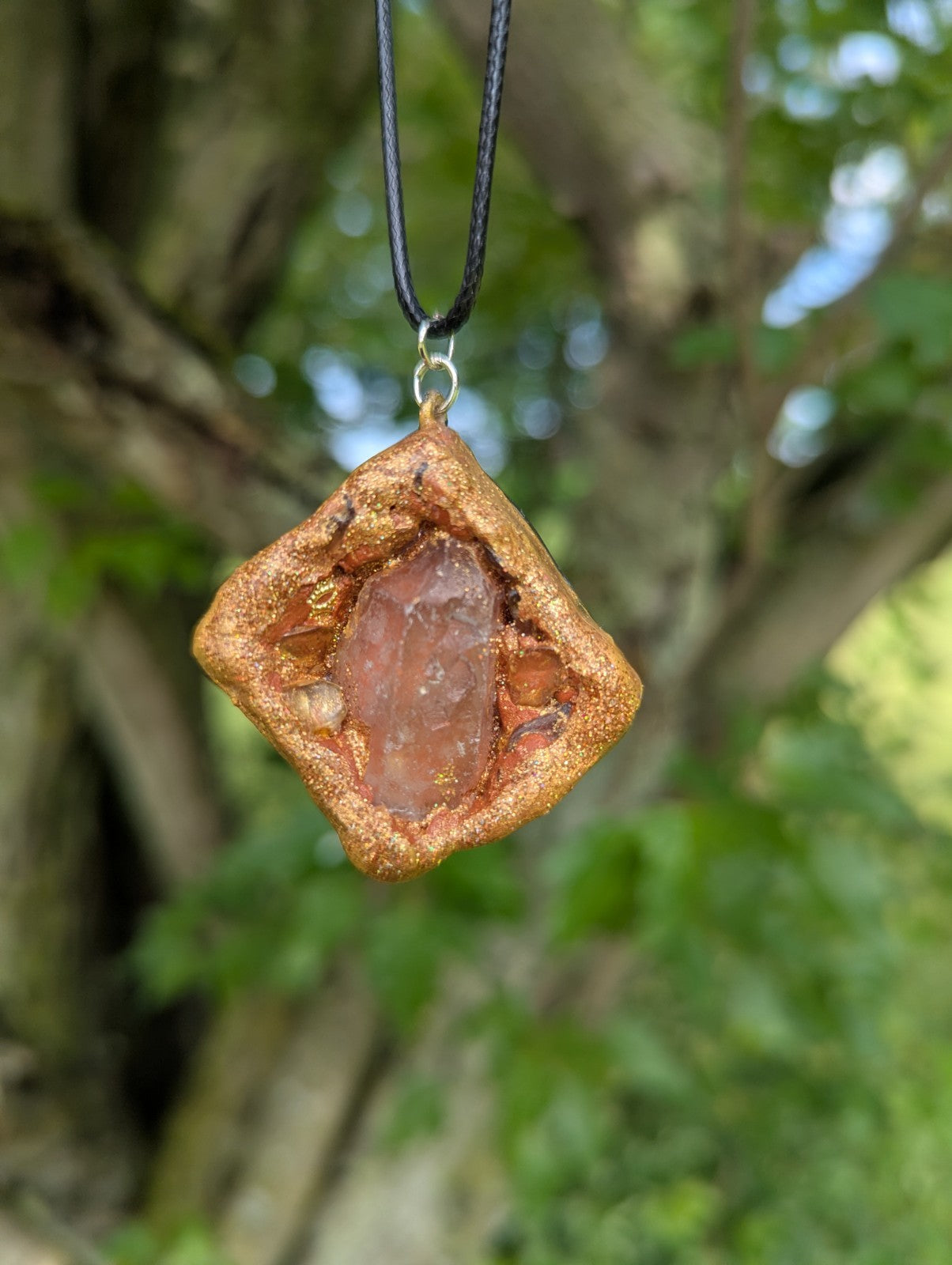 Clear Quartz and Citrine Orgonite Pendant for Success and Positivity
