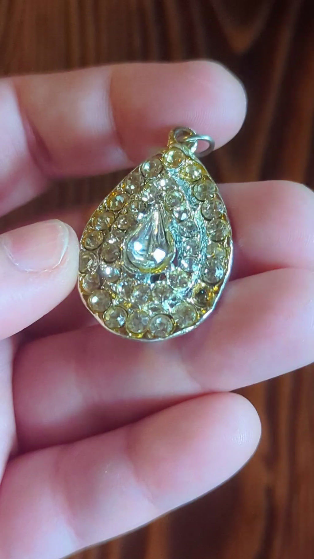 Rhinestone Vintage Pin & Pendant, Teardrop Shape