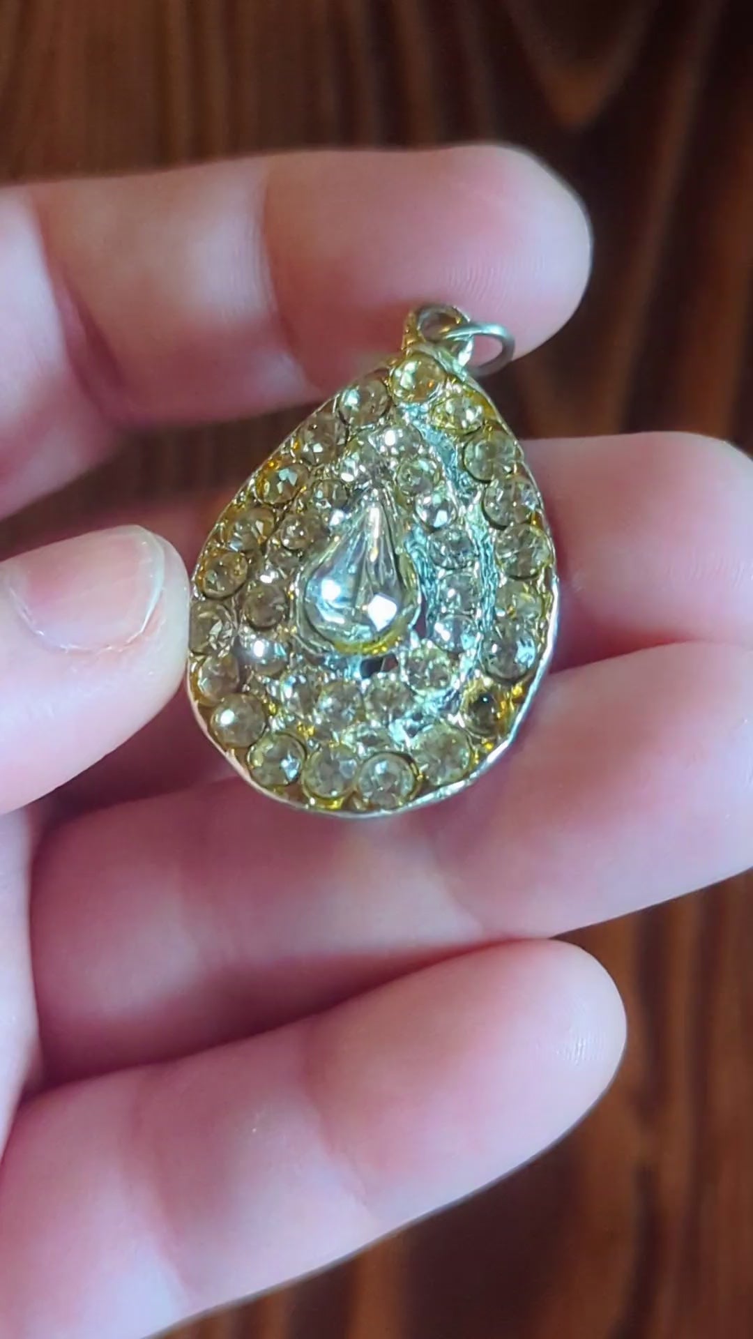Rhinestone Vintage Pin & Pendant, Teardrop Shape