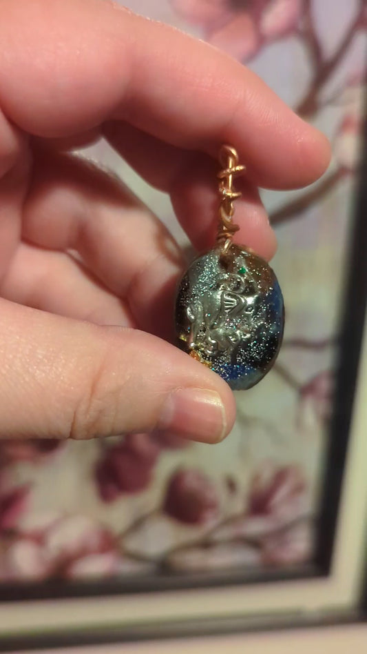 Lapis Lazuli and Goldstone Orgonite Pendant, Elephants