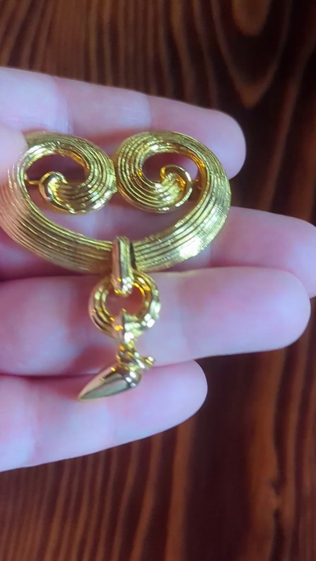 Gold Vintage Pin With Dangle