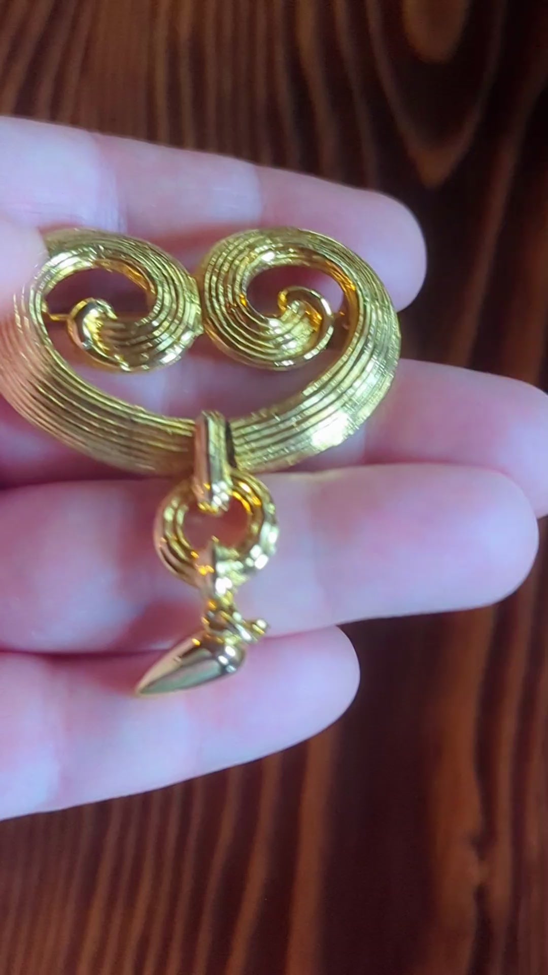 Gold Vintage Pin With Dangle