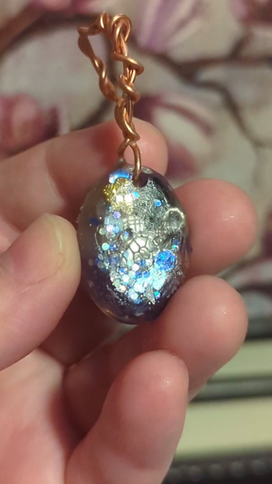 Lapis Lazuli and Goldstone Orgonite Pendant, Sea Turtle